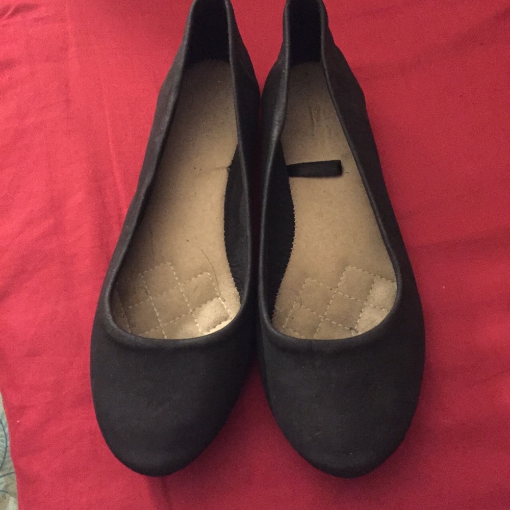 Black Satin-Like Flats [Size:8/8W]